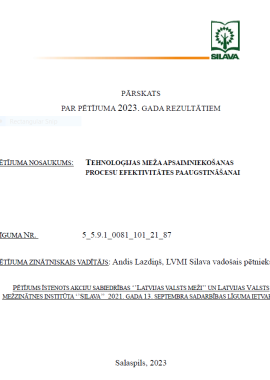 Tehnoloģijas meža apsaimniekošanas procesu efektivitātes paaugstināšanai (2023.gads)